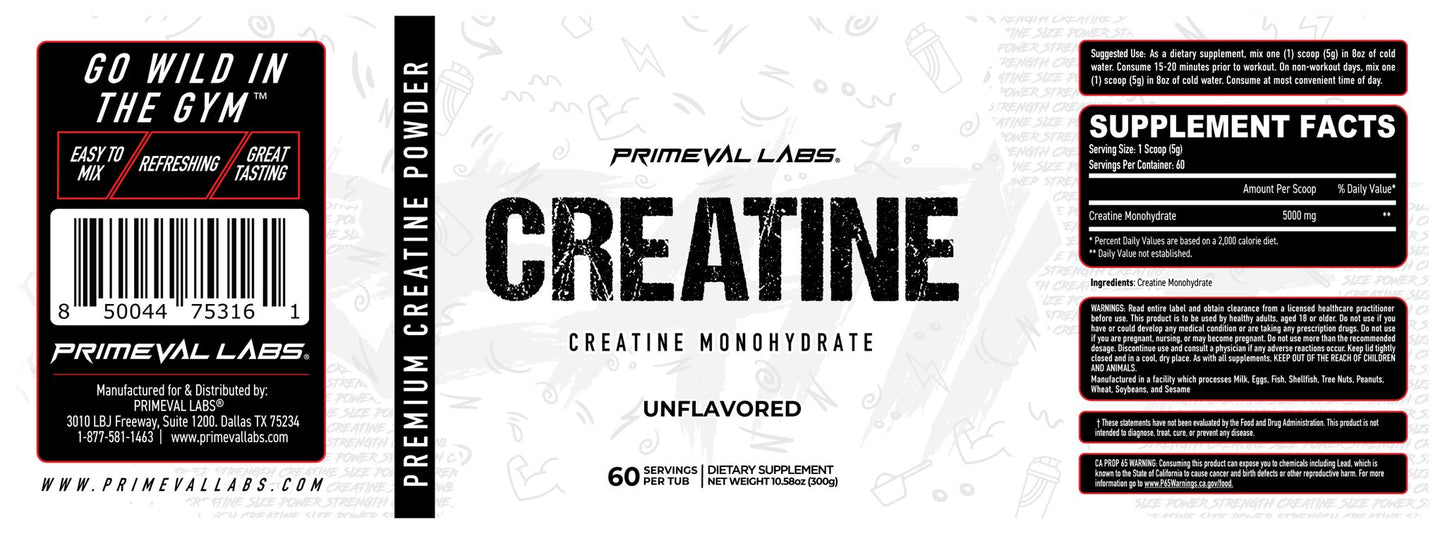 Creatina Monohydratada 60 servidas PrimeVal Labs